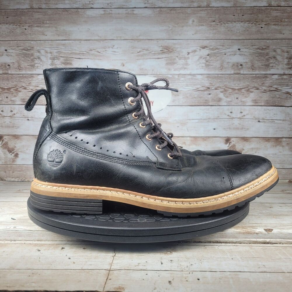 Timberland A12UJ West Haven Boots Men's Size 8.5 Black Leather Side-Zip Cap-Toe